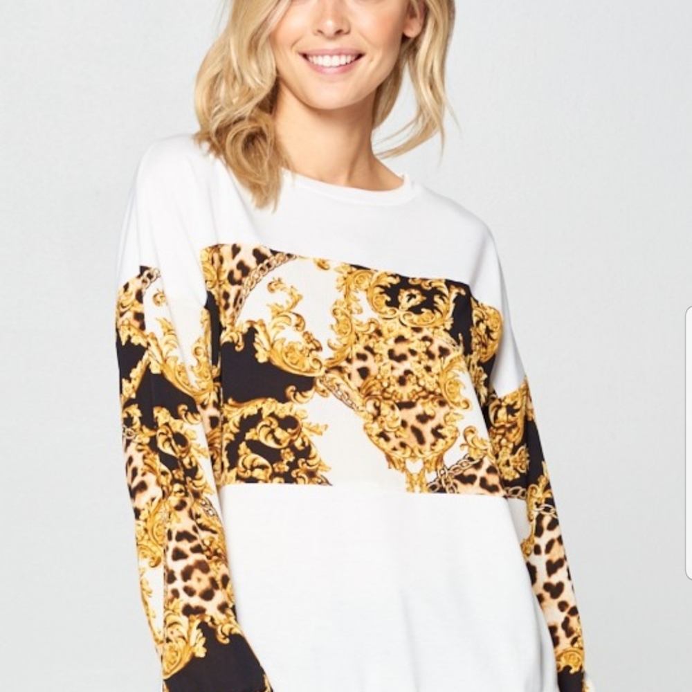 New!!  French Terry Sweatshirt NWT 🐆💛 - Picture 2 of 4